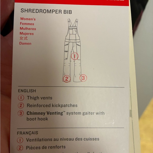 Snow Bibs The North Face Burgundy and Tropical Print Snow ❄️ Bibs ❄️☃️ - Picture 16 of 16